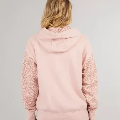 Hættetrøje med lynlås til kvinder Lys støvet lyserød