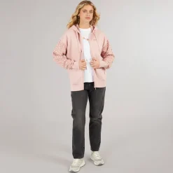 Hættetrøje med lynlås til kvinder Lys støvet lyserød