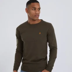 Hvid Trøje med Rund Hals til Herre Khaki