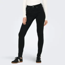 Jeans til kvinder Rina Mid Rise Push Up Sort