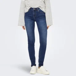 Jeans til kvinder Rina Mid Rise Push Up Mørkeblå