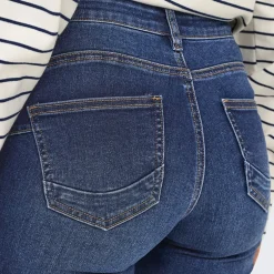 Jeans til kvinder Rina Mid Rise Push Up Mørkeblå