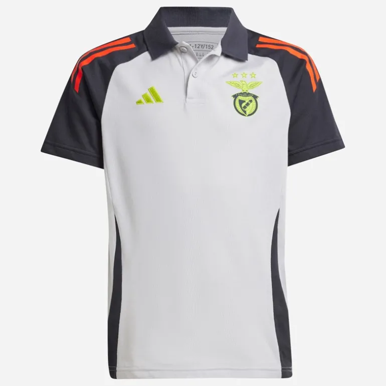 Junior Drenge SLB Benfica polo skjorte Light Solid Grey/Semi Solar Orange