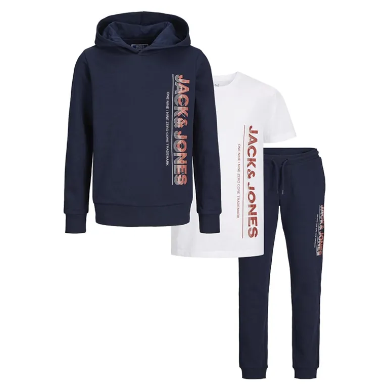 Junior Jwhnew Struktur Tre Pak Træningsdragt Og T-shirt Sæt Navy Blazer