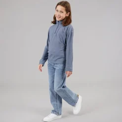 Junior Piger Meadows Halv Lynlås Fleece Navy /​ Pink Logo