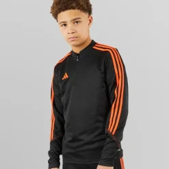 Junior Tiro 23 Club 1/​4 Zip Træningstop Sort/​Signal Orange