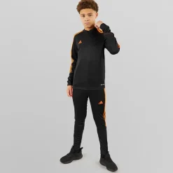 Junior Tiro 23 Club 1/​4 Zip Træningstop Sort/​Signal Orange