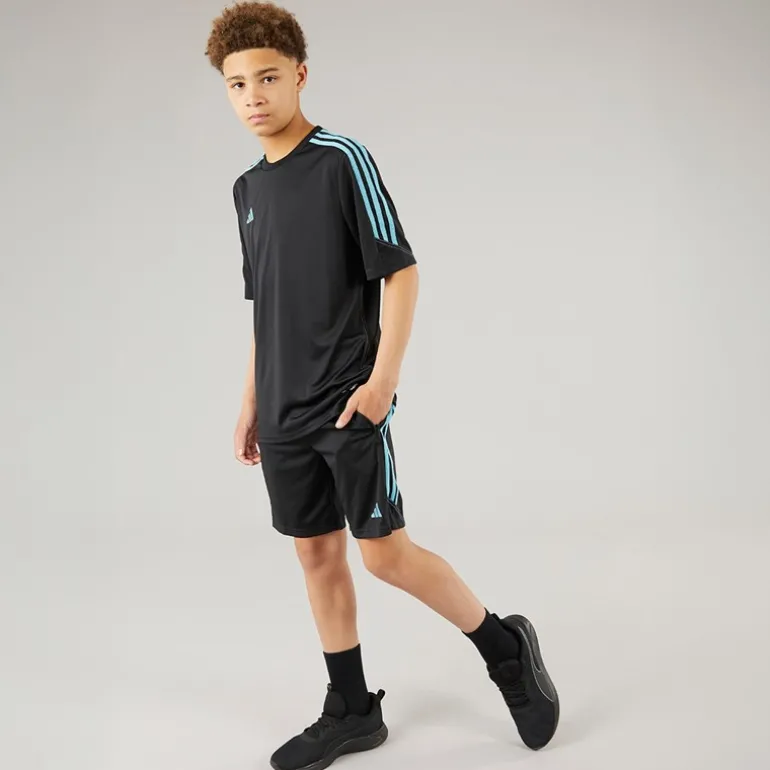 Junior Tiro 23 Club Trænings Shorts Sort/Preloved Blue
