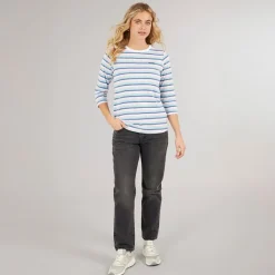 Langærmet T-shirt til kvinder Auborn Hvid/​Lys støvet Rosa/​Grøn/​Blå/​Marineblå Stribet