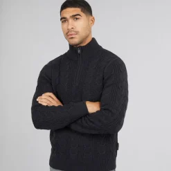 Mænd 1/​2 Lynlås Uld Trøje Marine