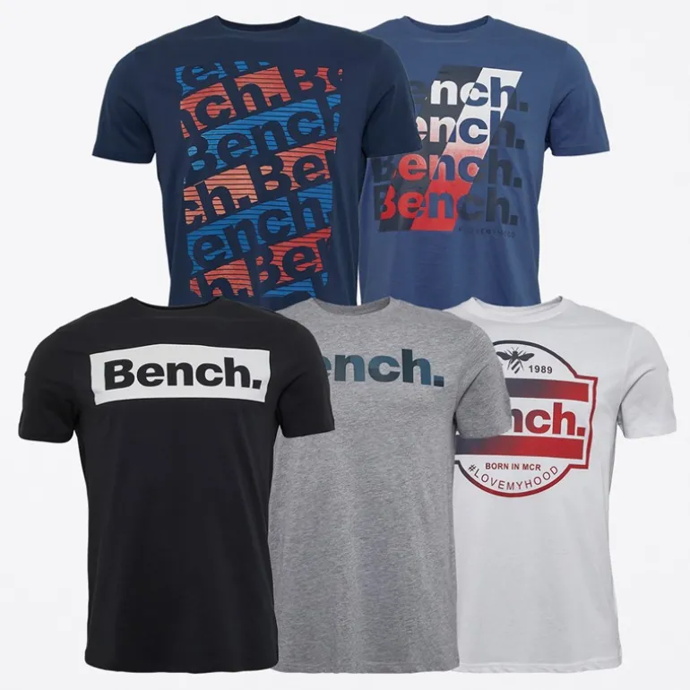 Mænd Beoley 5-pak T-shirts Mellemblå/Hvid/Sort/Grå Melange/Marineblå