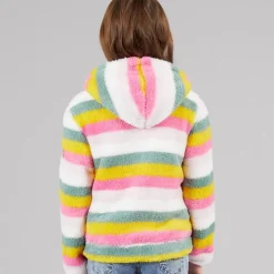 Piger Fantastisk Stribet Fuld Lynlås Fleece Bleg Rosa Stribe