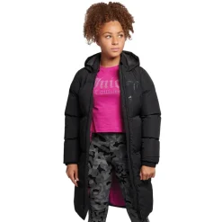 Piger Lang Pufjakke Sort