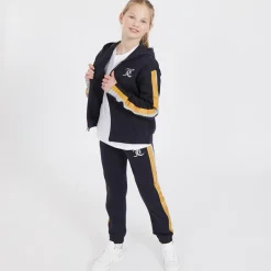 Piger Pigetrøje med Glimmerstriber og Lynlås Træningssæt Nattehimmel