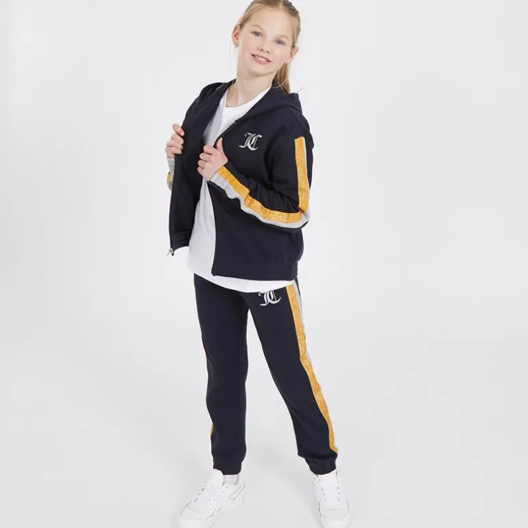 Piger Pigetrøje med Glimmerstriber og Lynlås Træningssæt Nattehimmel