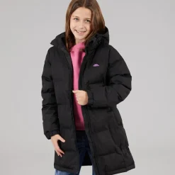 Piger Tiffy Vandtæt Lang Polstret Hættejakke Sort