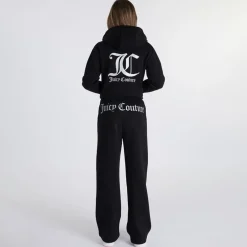 Piger T-shirt med lynlås og brede ben Joggingbukser Tracksuit Sæt Sort