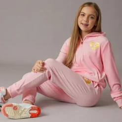 Piger Velour Hjerte Logo Træningsdragt Mandelblomst