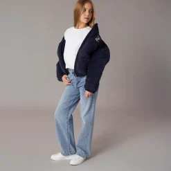 Piger Velour Hættetrøje Pufferjakke Nattehimmel