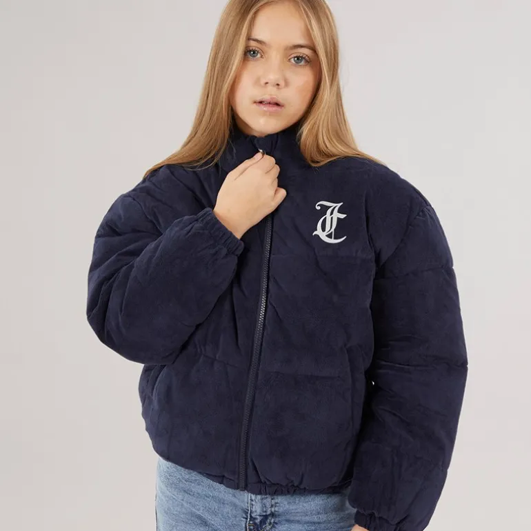 Piger Velour Hættetrøje Pufferjakke Nattehimmel