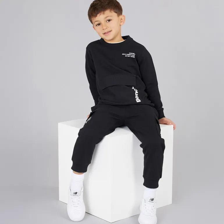 Sæt med Sweatshirt og Joggingbukser til Drenge Sort