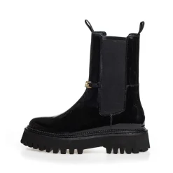 Stilede Støvler i Citronfarvet Sort Lak 038