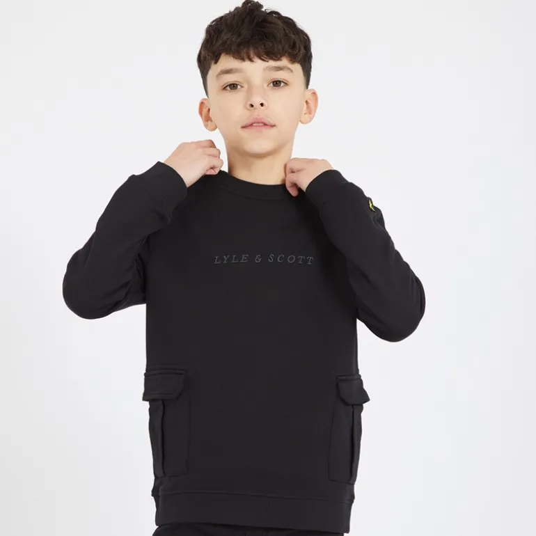 Sweatshirt med Cargo Lommer Z865 Sort Jet