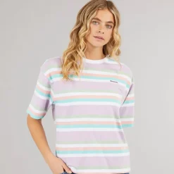 T-shirt Sharni med lilla striber til kvinder