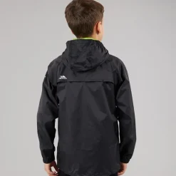 Vandafvisende jakke til Drenge Junior Qikpac Sort