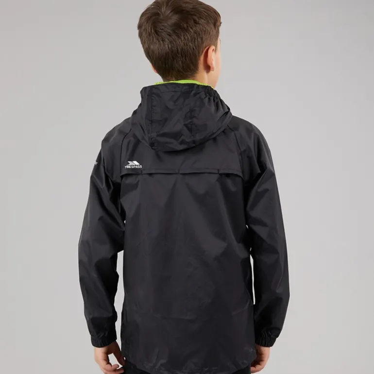Vandafvisende jakke til Drenge Junior Qikpac Sort