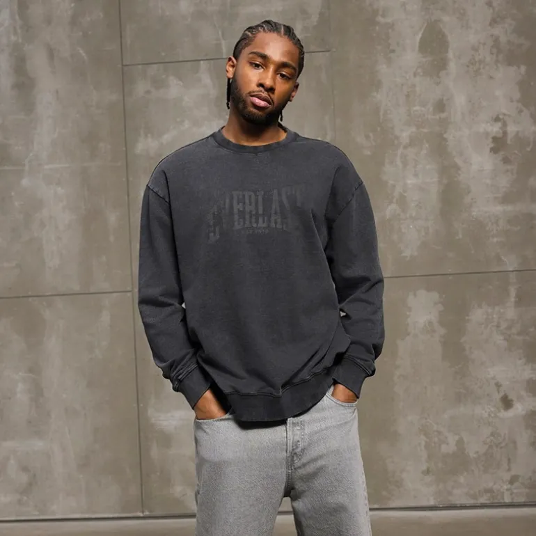 Vasket logo sweatshirt sort skønhed