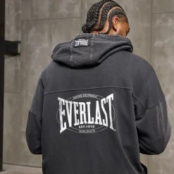 Vasket Oversized Hættetrøje Sort Skønhed