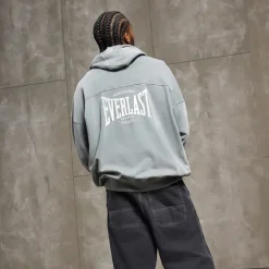 Vasket Oversized Hættetrøje Røget Blå